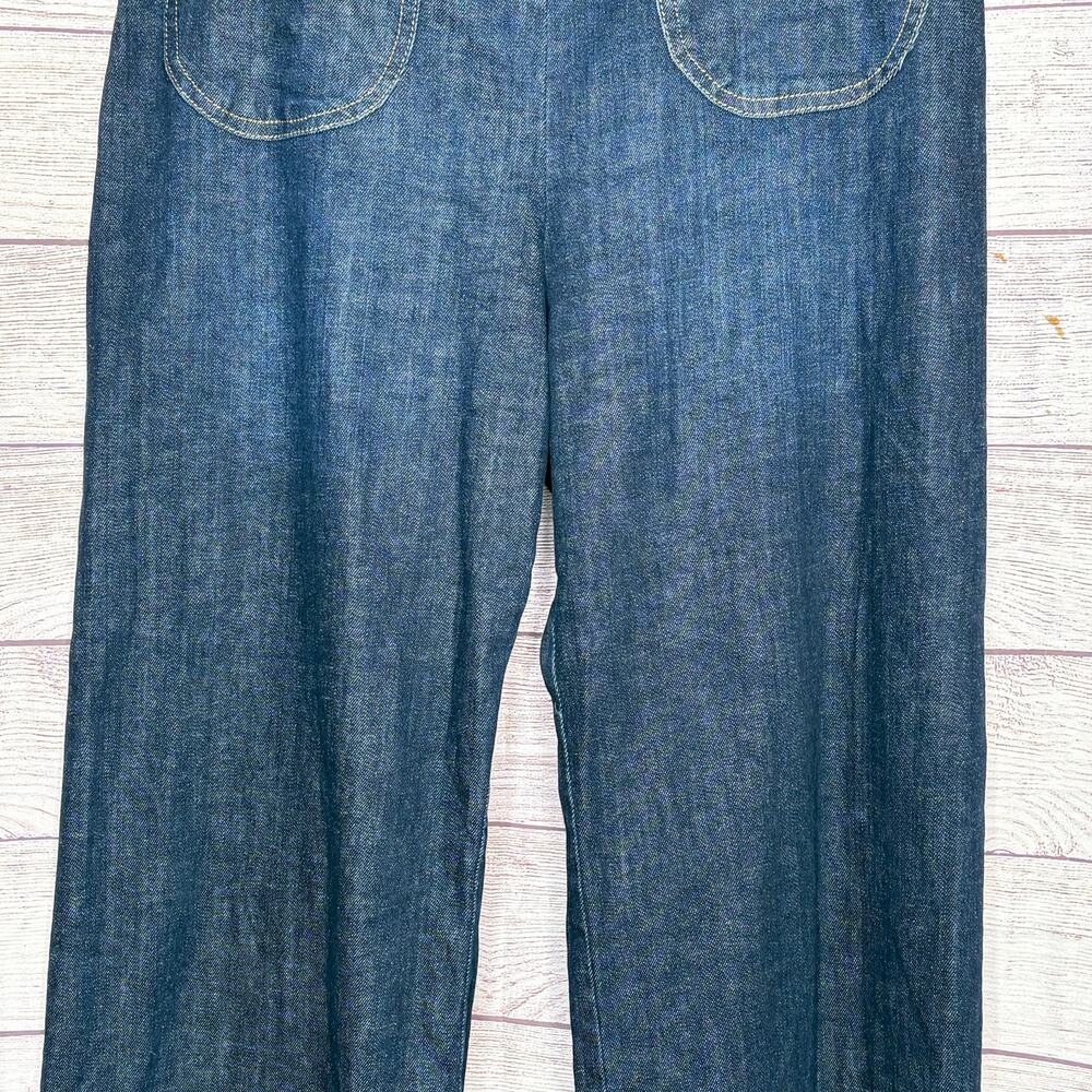 Maeve Colette Ruffle Hem High Rise Wide Leg Dark Wash Cropped Jeans Size 32 Tall - Picture 10 of 12